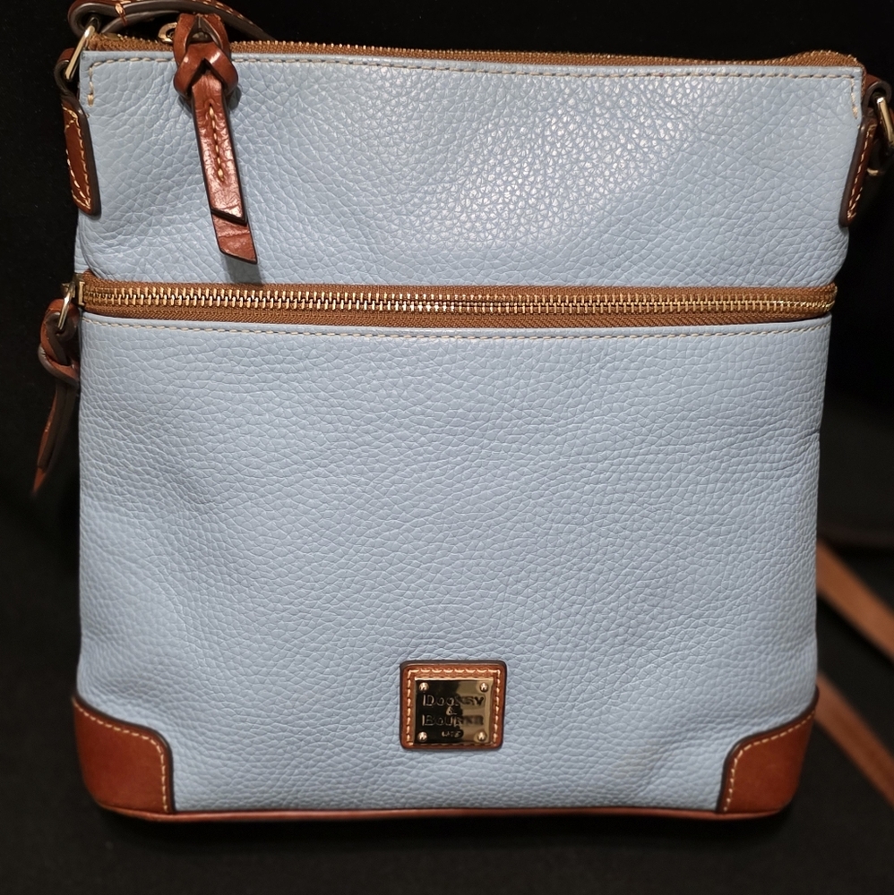 Dooney & Bourke Sky Blue and Tan Crossbody Bag